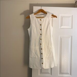Sleeveless White Button-Down Dress